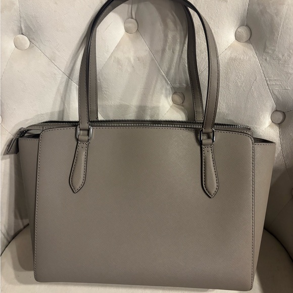 Tory Burch Gray Saffriano Leather Tote Bag - Picture 3 of 9